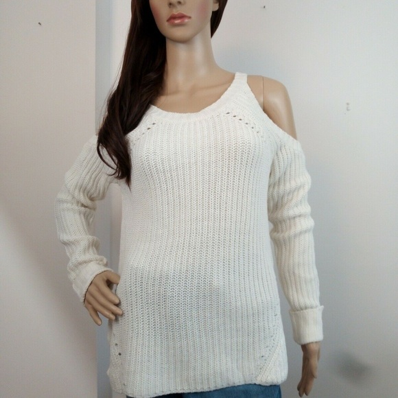 Hippie Rose Women's Cold-Shoulder Sweater Ivory - Picture 2 of 6